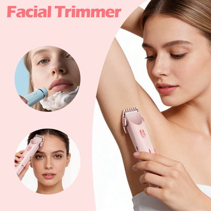 Electric Shaver Women Epilator Hair Remover Double-Headed Trimmer Razor Painless Rotate Shaving Bikini Eyebrow Face Leg Underarm