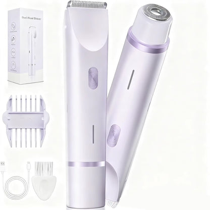 Electric Shaver Women Epilator Hair Remover Double-Headed Trimmer Razor Painless Rotate Shaving Bikini Eyebrow Face Leg Underarm