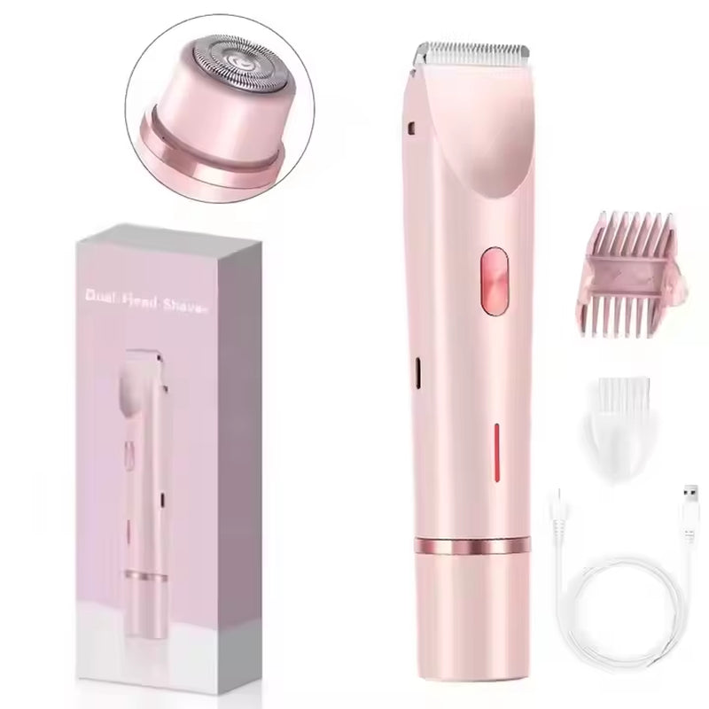 Electric Shaver Women Epilator Hair Remover Double-Headed Trimmer Razor Painless Rotate Shaving Bikini Eyebrow Face Leg Underarm