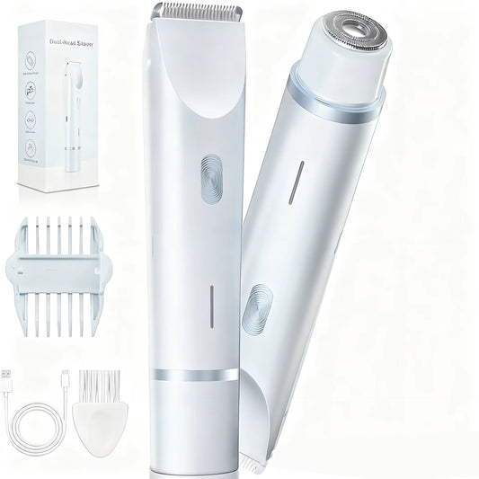 Electric Shaver Women Epilator Hair Remover Double-Headed Trimmer Razor Painless Rotate Shaving Bikini Eyebrow Face Leg Underarm
