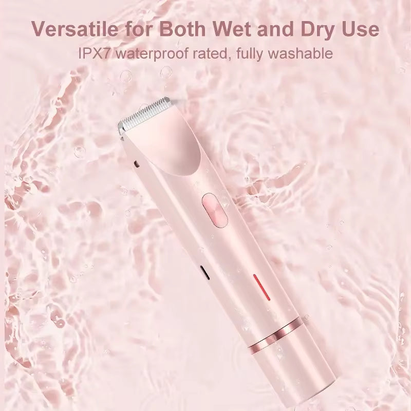 Electric Shaver Women Epilator Hair Remover Double-Headed Trimmer Razor Painless Rotate Shaving Bikini Eyebrow Face Leg Underarm