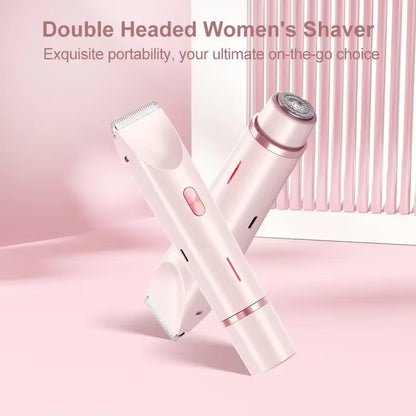 Electric Shaver Women Epilator Hair Remover Double-Headed Trimmer Razor Painless Rotate Shaving Bikini Eyebrow Face Leg Underarm